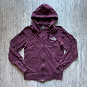 The North Face Maroon Lightweight Cotton Hooded Zip-Up Sweatshirt Size Medium